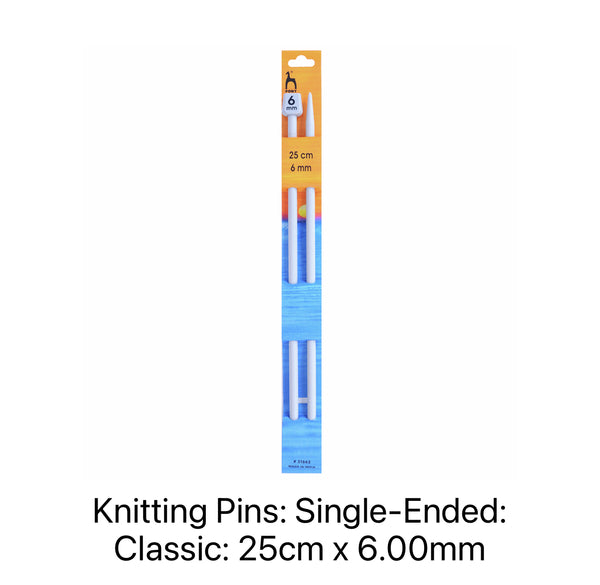 Pony Classic Single-Ended Knitting Needles 6.00mm 25cm 31663