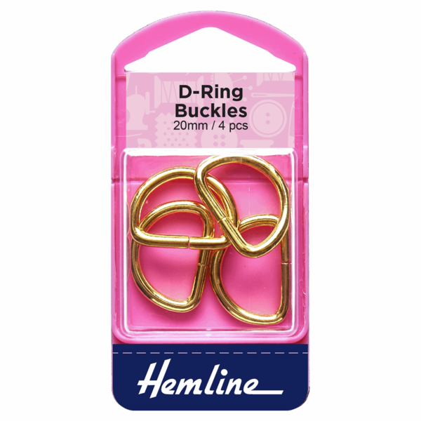 Hemline D Rings 20mm Gold Pack of 4 - H462G.20