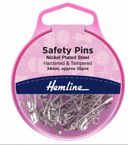 Safety Pins 34mm Nickel 30 Pieces - H410.1