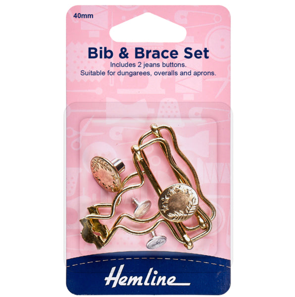 Hemline Bib And Brace Set 40mm Gold - H468/GLD