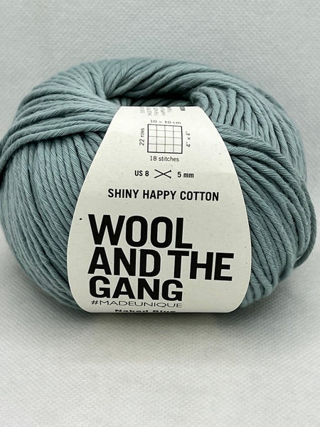 Wool and The Gang Shiny Happy Cotton Aran Yarn 50g - Naked Blue