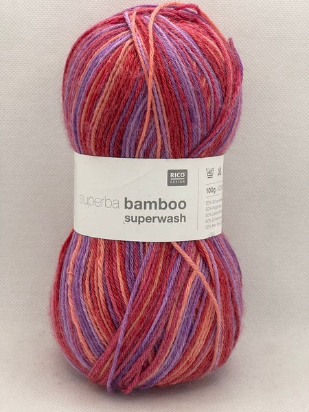 Rico Superba Bamboo Superwash 4 Ply Yarn 100g - Purple Mix 017