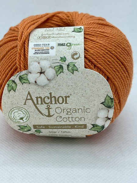 Anchor Organic Cotton 4 Ply Yarn 50g - Rocky Orange 1003