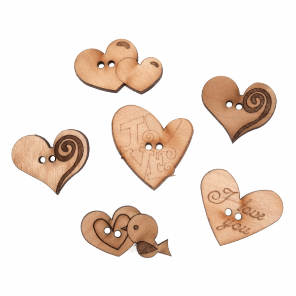 Trimits Buttons Wooden - Love