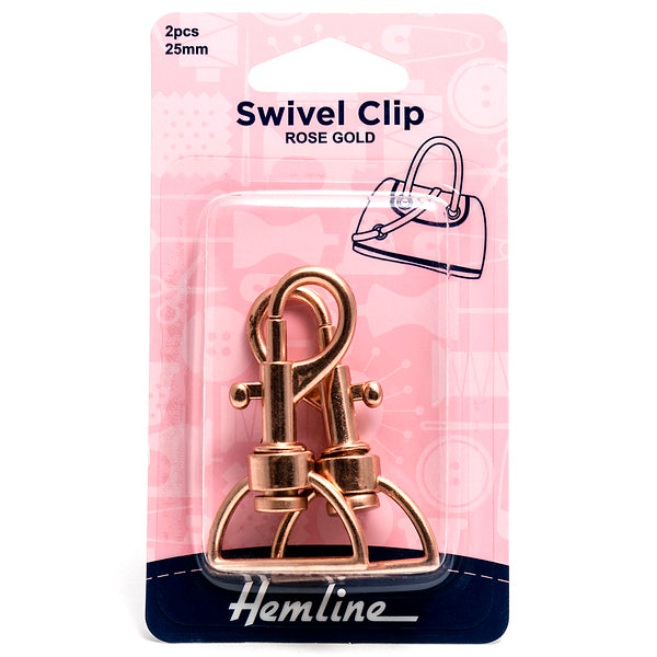 Hemline Swivel Clip 25mm Rose Gold Pack of 2 - H4517.25