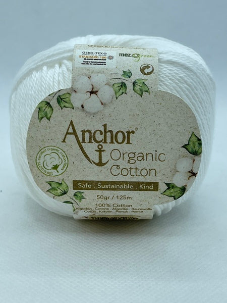Anchor Organic Cotton 4 Ply Yarn 50g - Snowy White 1331