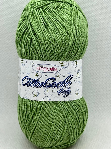 King Cole Cotton Socks 4 Ply Yarn 100g - Olive 4765