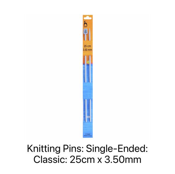 Pony Classic Single-Ended Knitting Needles 3.50mm 25cm - P31607