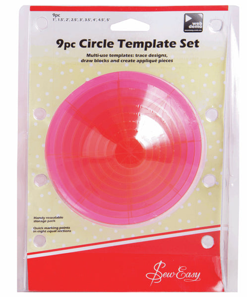 Sew Easy 9 Pc Circle Template Set ERGG06.PNK