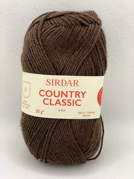 Sirdar Country Classic 4 Ply Yarn 50g - Chocolate Brown 0954