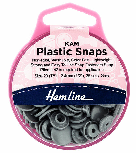 Hemline KAM Plastic Snaps Grey H443.Grey