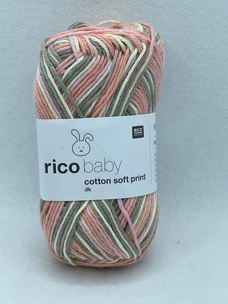 Rico Baby Cotton Soft Print DK Baby Yarn 50g - Rose-Olive 030
