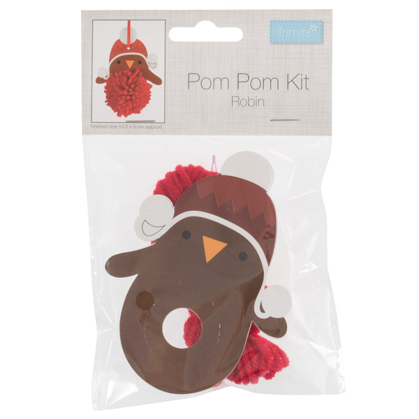Trimits Pom Pom Decoration Kit Christmas Robin - GCK071