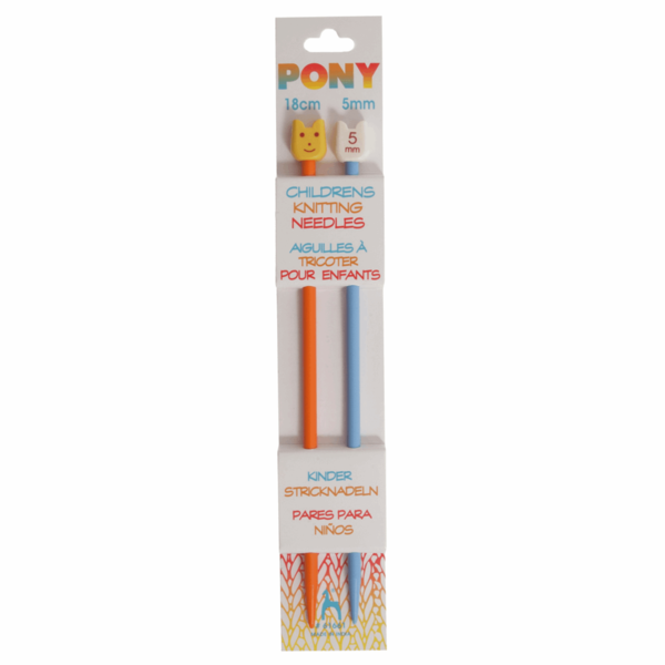 Pony Childrens Single-Ended Knitting Needles 5.00mm 18cm - P61661