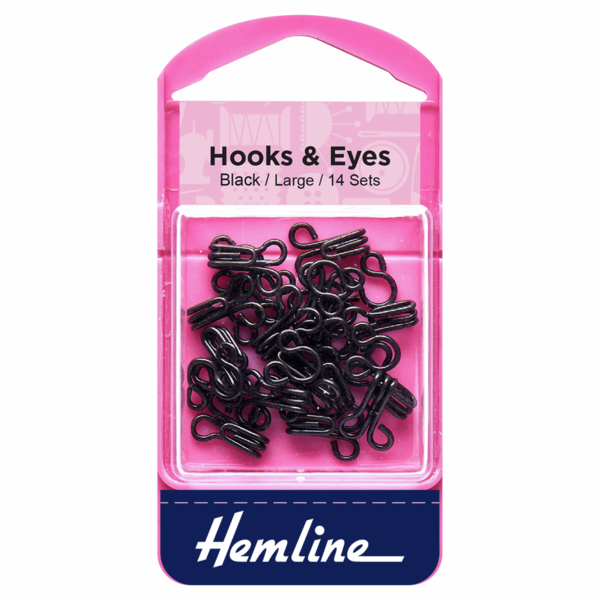 Hemline Hooks and Eyes Black Size 3 - H401.3