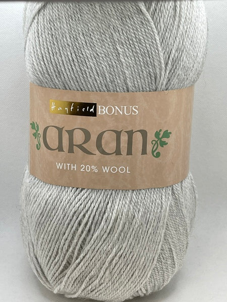 Hayfield Bonus With Wool Aran Yarn 400g - Croft Grey 0813 Mhd