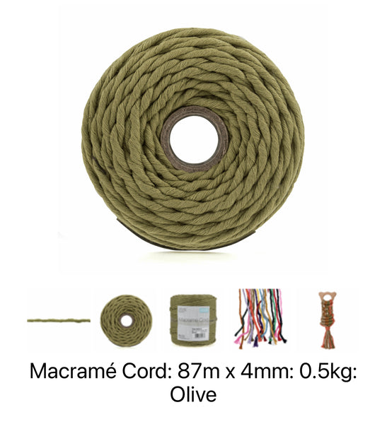 Macrame Cord 87m x 4mm - 0.5kg Olive - TMC4