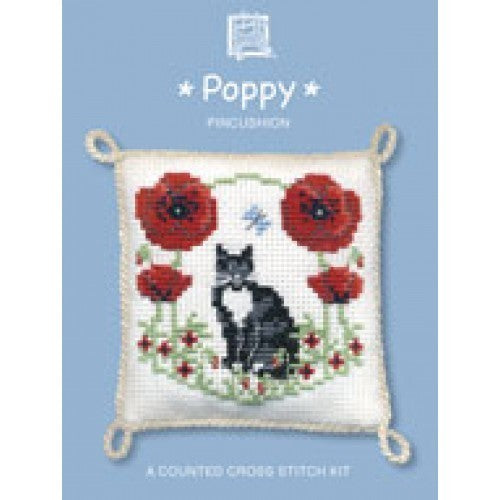 Textile Heritage Pincushion Cross Stitch Kit - Poppy POPC