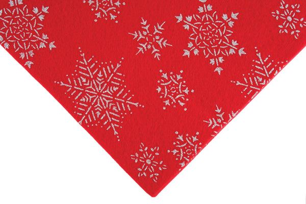 Trimits Acrylic Glitter Snowflake Felt Red 23cm x 30cm - AF07/Red