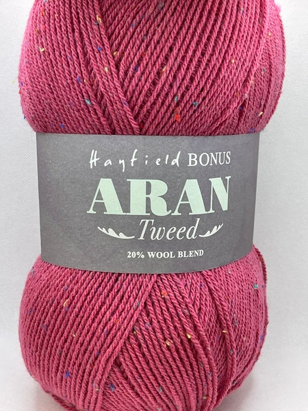 Hayfield Bonus Tweed With Wool Aran Yarn 400g - Raspberry Tweed 0638 Mhd