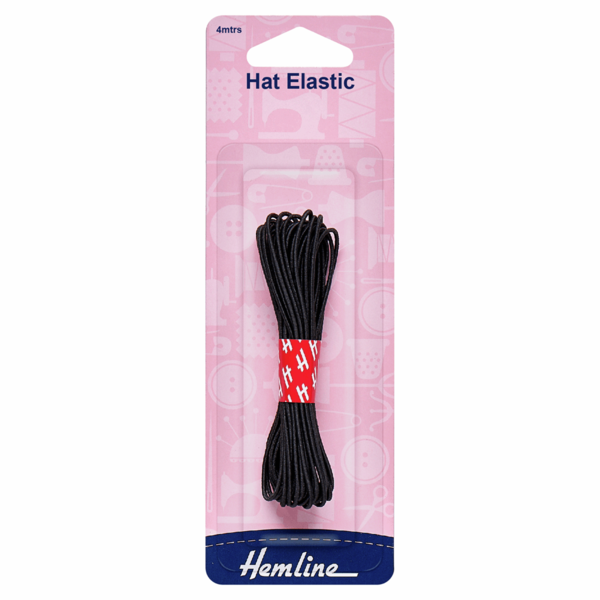 Hemline Hat Elastic 4 Metres x 1.3mm Black - H611