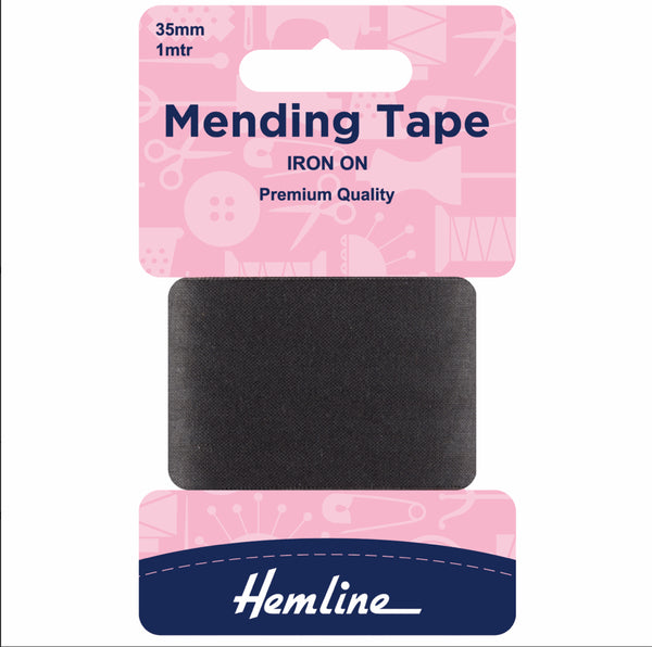 Hemline Iron On Mending Tape 35mm 1Mtr Black - H698/BLK