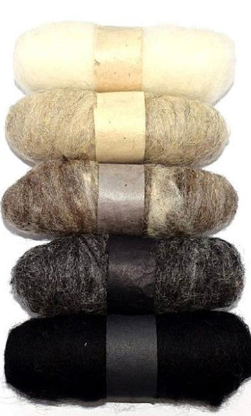 Needle Felting Wool 5 x 20g Naturals - HF159
