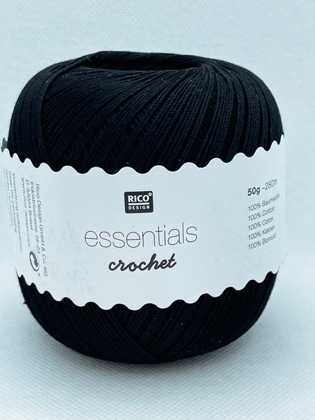 Rico Essentials Crochet Cotton Yarn 50g - Black 012