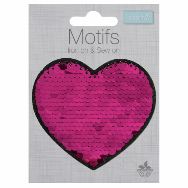 Motif - Pink to Silver Heart Flip Sequin - CFM2\016A