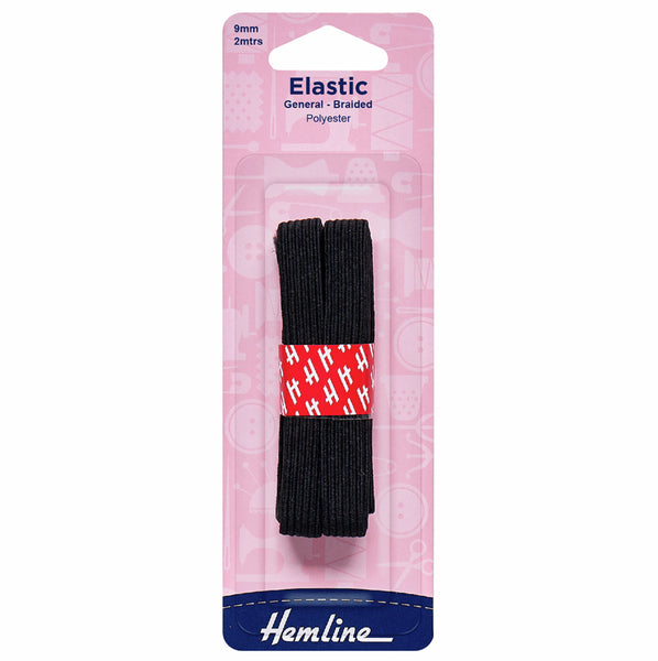 Hemline Elastic Black 9mm x 2m - H621.9