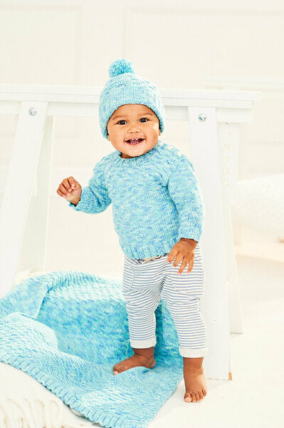 Knitting Pattern Babies Sweater Hat & Blanket Stylecraft Sweet Dreams DK 9898