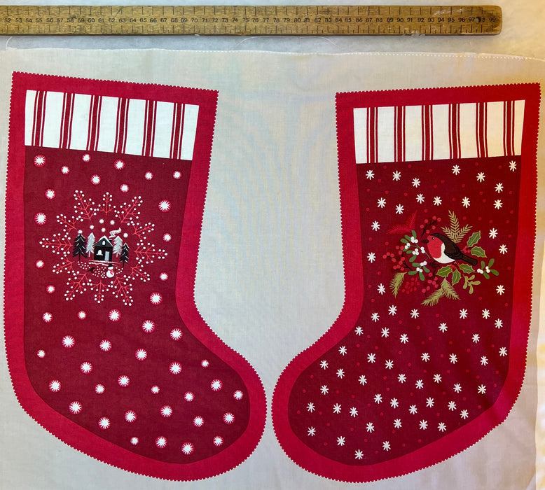 A Countryside Winter Christmas Stocking Panel - C21