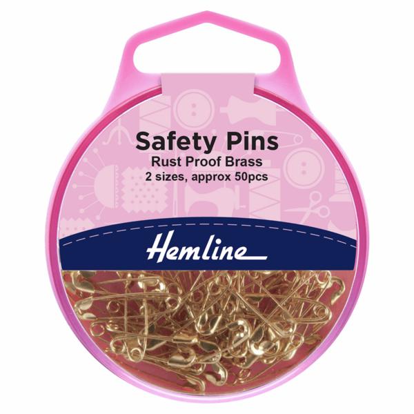 Hemline Safety Pins 2 Sizes Brass - H419.99