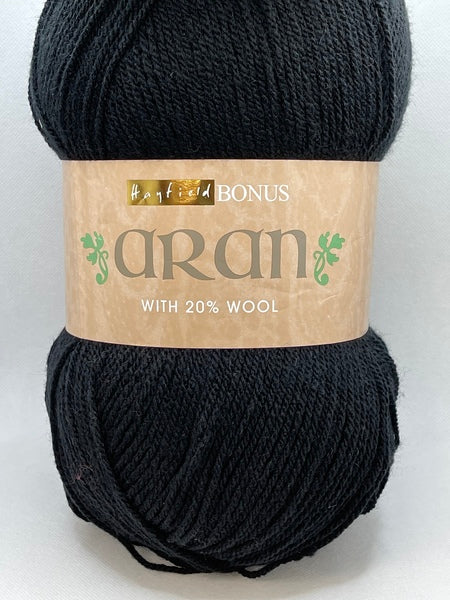 Hayfield Bonus With Wool Aran Yarn 400g - Black 0965 Mhd