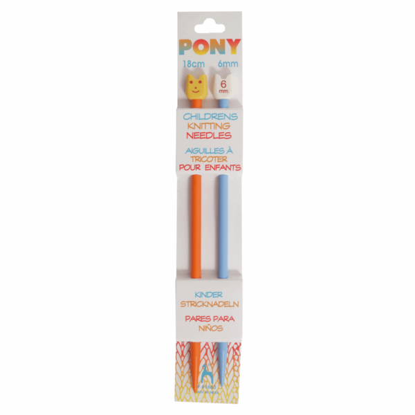 Pony Childrens Single-Ended Knitting Needles 6.00mm 18cm - P61663