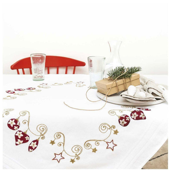 Rico - Christmas Tablecloth Embroidery Kit - Christmas Baubles - 31243.52.22