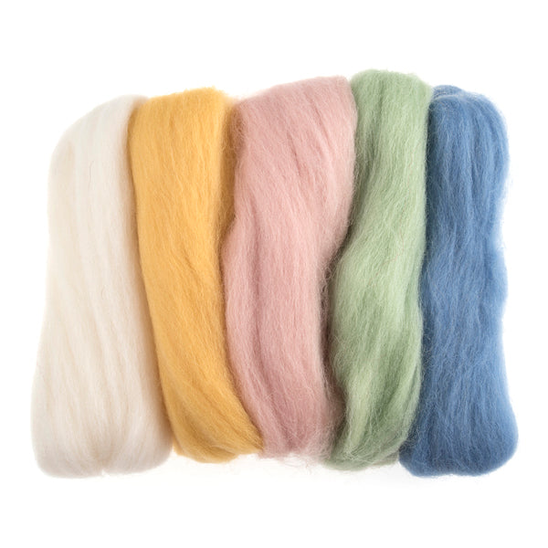 Natural Wool Roving - 50g Assorted Pastel FW50.AS4