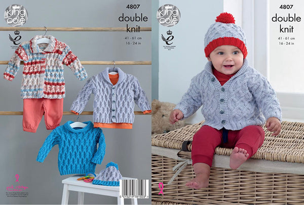 Knitting Pattern Baby Jacket Coat Sweater & Hat King Cole Cherish & Cherished DK - 4807