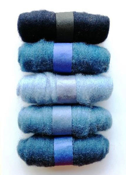 Needle Felting Wool 5 x 20g Blues - HF159