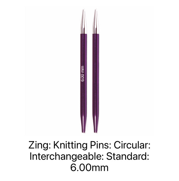 KnitPro Zing Interchangeable Knitting Needles 6.00mm 13cm - KP47507