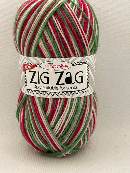 King Cole Zig Zag 4 Ply Yarn 100g - Christmas 3408