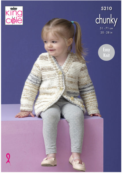 Knitting Pattern - Childs Cardigan and Sweater - King Cole Comfort Cheeky Chunky - 5210