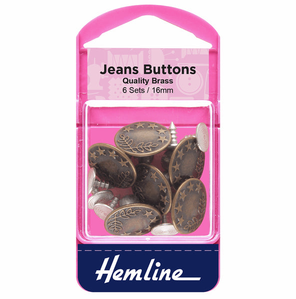 Hemline Jeans Buttons Bronze 16mm 6 Sets - H466.B