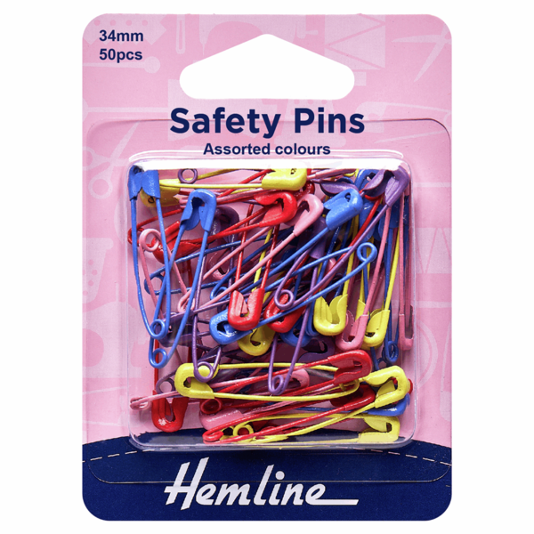 Hemline Safety Pins Coloured Assorted - H414.AC