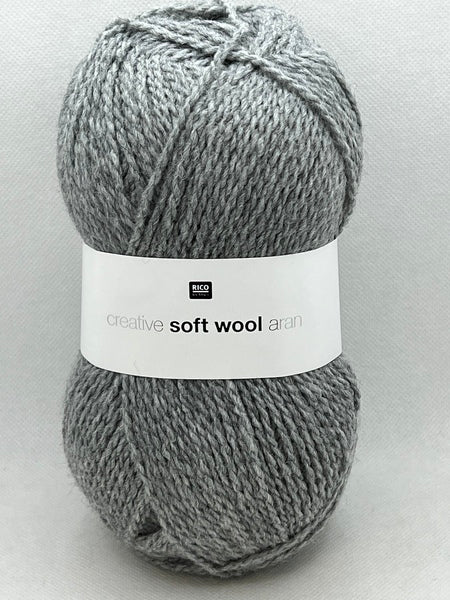 Rico Creative Soft Wool Aran Yarn 100g - Light Grey 016