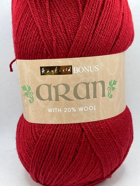 Hayfield Bonus With Wool Aran Yarn 400g - Deep Red 0830 BoS