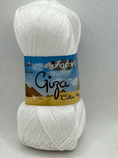 King Cole Giza Cotton 4 Ply Yarn 50g - White 2190