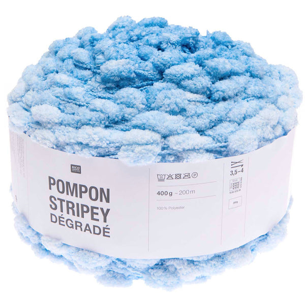 Rico Creative PomPon Stripey Degrade Yarn 400g - Blue 001