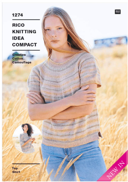 Knitting Pattern - Ladies Top & Shirt - Rico Creative Cotton Camouflage DK - 1274