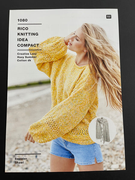 Knitting Pattern - Rico Creative Lazy Hazy Summer Cotton dk - Ladies Sweater & Shawl 1080